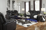 Party Time Midnight Faux Leather Power Recliner Loveseat