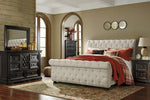 Willenburg Linen Fabric Cal King Sleigh Bed (Oversized)