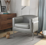 Tiarnan Vintage Gray PU Leather/Chrome Accent Chair