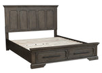 Toulon Wire-Brushed Distressing Dark Oak Wood King Bed