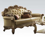 Vendome 3-Pc Bone PU Leather/Gold Patina Sofa Set (Oversized)