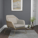 Vinka Beige Linen-Like Fabric/Leatherette Accent Chair