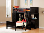 Willoughby Black Wood Loft Bed with Built-in Desk & Drawer Chest