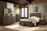 Woodmont Rustic Golden Brown Wood Queen Storage Bed