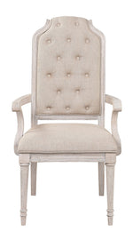 Wynsor 2 Fabric/Antique Champagne Wood Arm Chairs