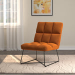 Xaawo Burnt Orange Velvet/Black Metal Accent Chair