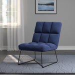 Xaawo Midnight Blue Velvet/Black Metal Accent Chair