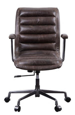 Zooey Distress Chocolate Top Grain Leather Swivel Office Chair