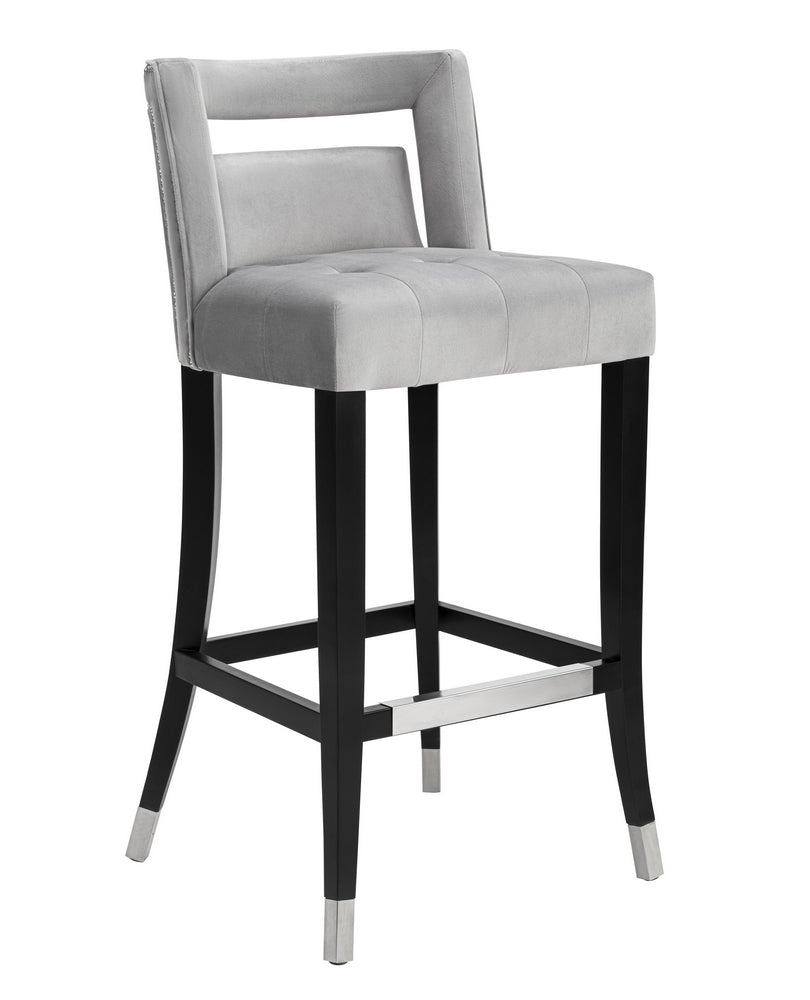 Hart Glam Grey Velvet Counter Height Stool