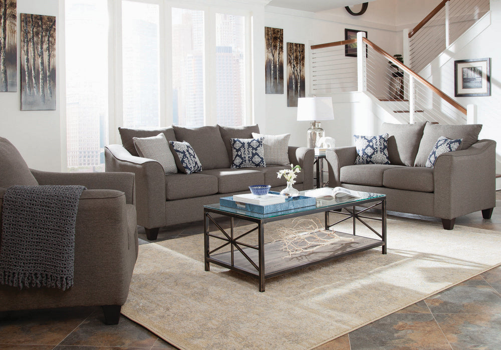 Salizar 3 Grey Linen-Like Fabric Sofa Set