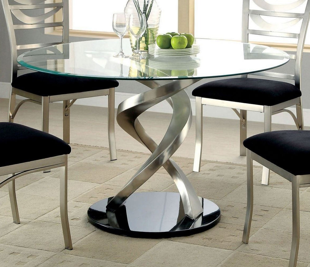 Roxo Silver & Black Round Dining Table