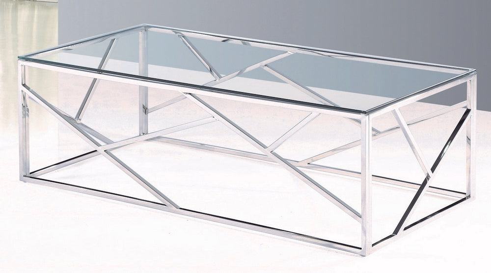 Selma Silver Metal/Clear Glass Coffee Table