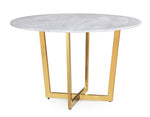 Maxim Gold Steel Dining Table with White Marble Top