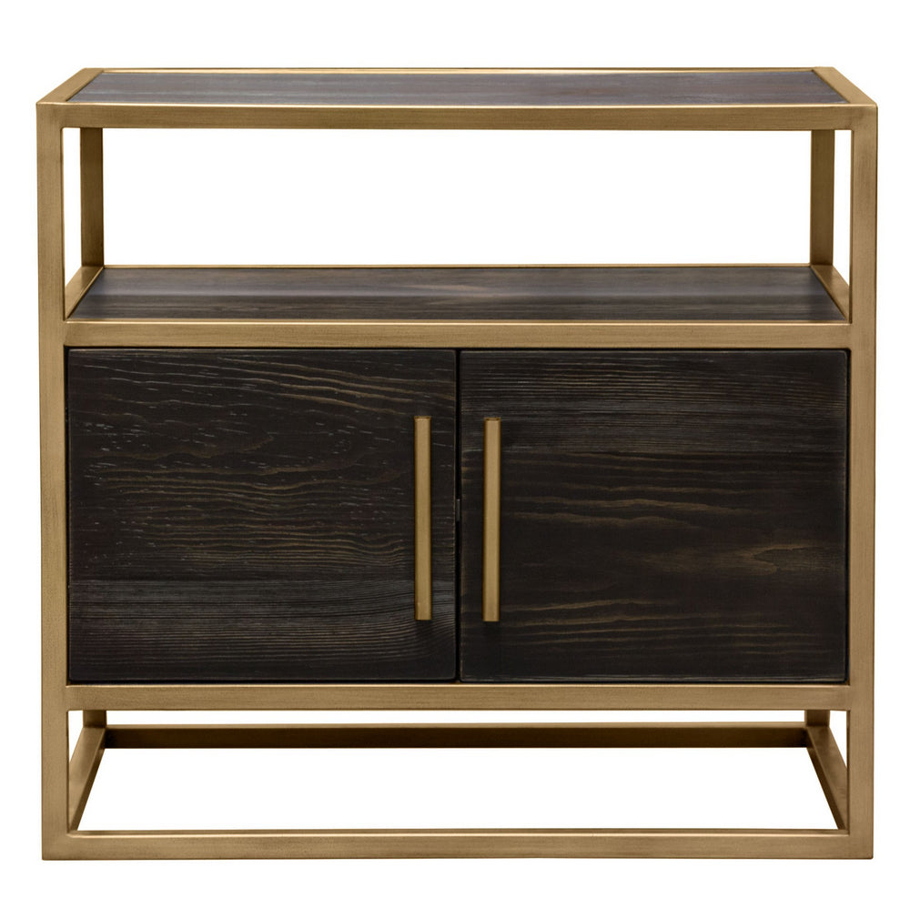 Empire Dark Brown Wood/Gold Metal End Table