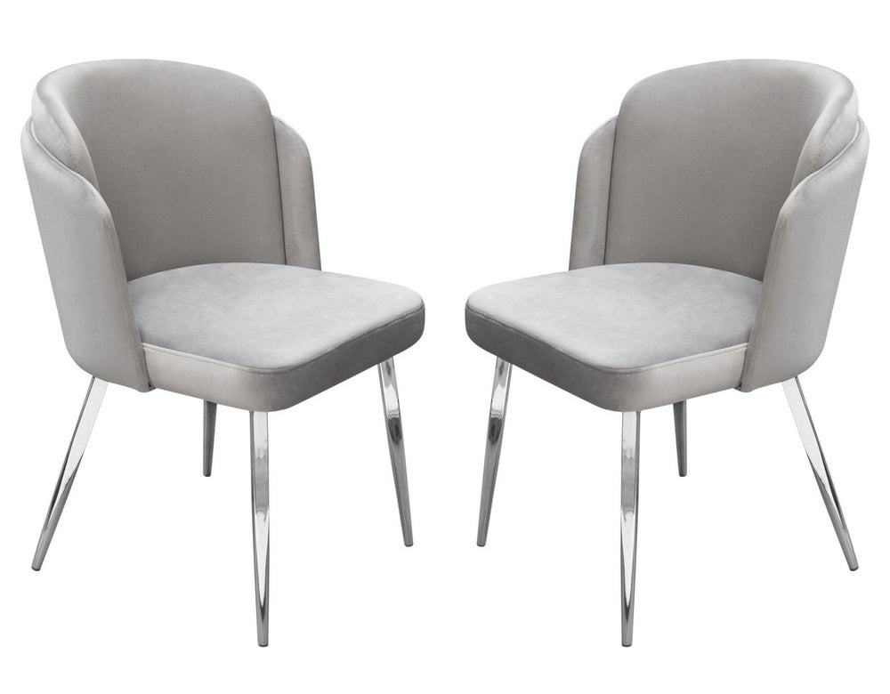 Grace 2 Grey Velvet/Chrome Metal Side Chairs