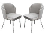 Grace 2 Grey Velvet/Chrome Metal Side Chairs