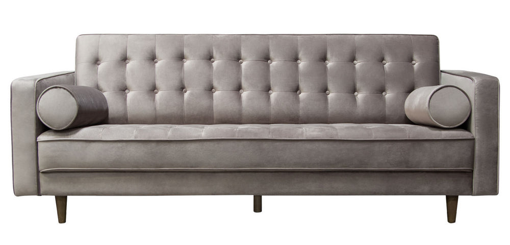 Juniper Champagne Grey Velvet Tufted Sofa