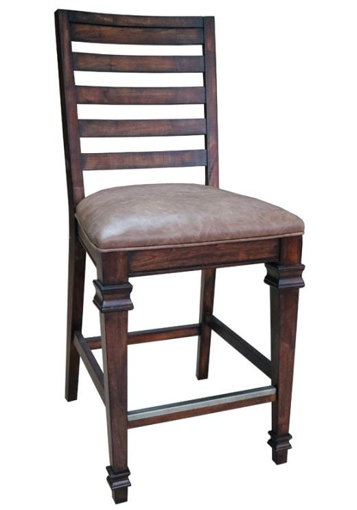 Delphine 2 Vintage Dark Pine Wood Counter Height Chairs