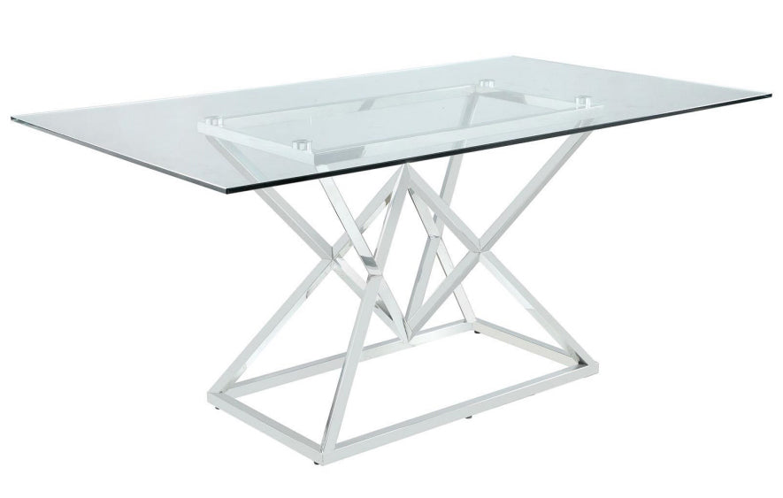 Beaufort Clear Glass/Chrome Finish Metal Dining Table