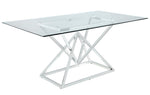 Beaufort Clear Glass/Chrome Finish Metal Dining Table