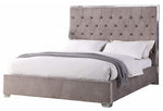 Natasha Light Grey Velour/Silver Metal Cal King Bed (Oversized)