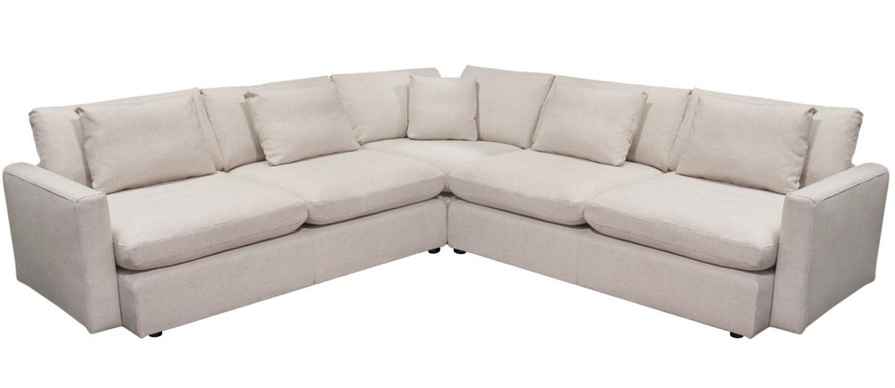 Arcadia 3-Pc Cream Fabric Sectional Sofa