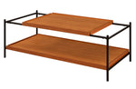 Oaken Honey Oak Wood/Black Metal Coffee Table with Shelf