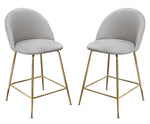 Lilly 2 Grey Velvet/Gold Metal Counter Height Chairs