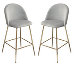 Lilly 2 Grey Velvet/Brushed Gold Metal Bar Chairs