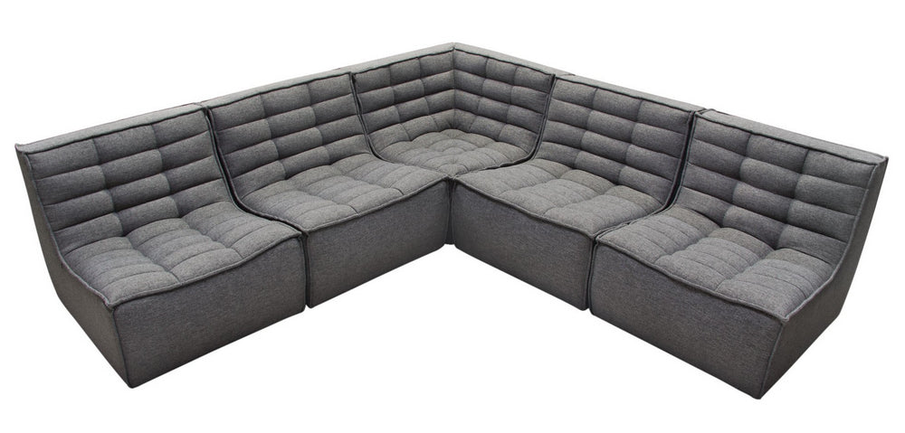 Marshall 5-Pc Grey Fabric Modular Sectional Sofa