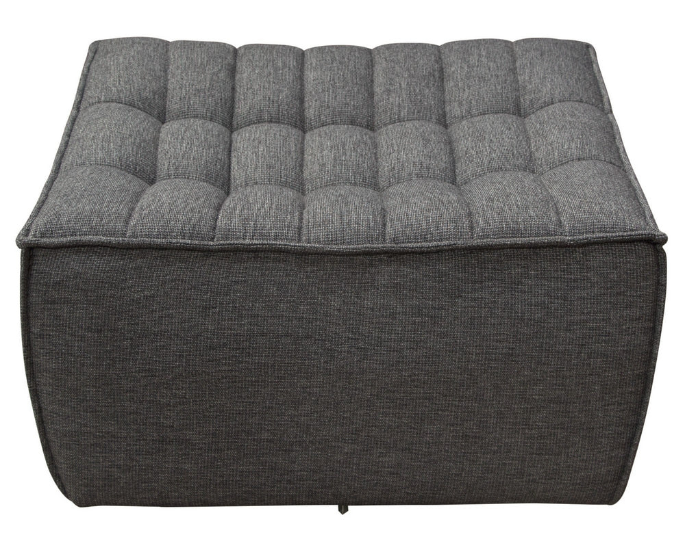 Marshall Grey Fabric Ottoman with Scooped Seat