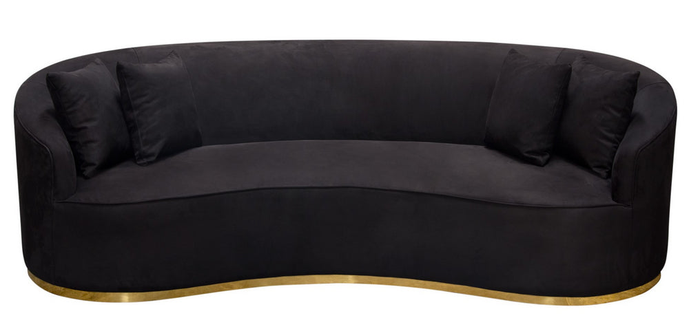 Raven Black Velvet Contoured Sofa (Oversized)