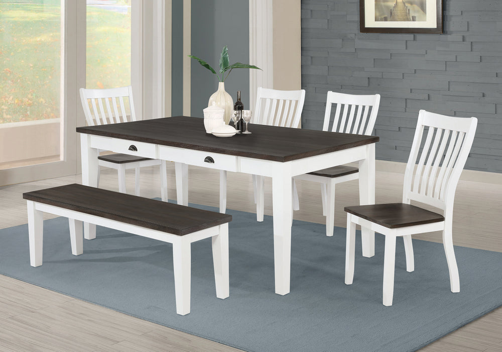 Kingman 6-Pc Espresso/White Wood Dining Table Set