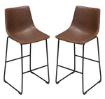 Theo 2 Weathered Chocolate PU Leather/Metal Bar Chairs