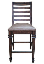 Delphine 2 Vintage Dark Pine Wood Counter Height Chairs