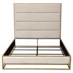 Empire Sand Fabric Queen Bed with Gold Metal Frame