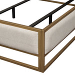 Empire Sand Fabric Queen Bed with Gold Metal Frame