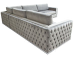 Envy 3-Pc Platinum Grey Velvet Sectional Sofa