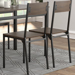 Jolene 5-Pc Dark Brown/Matte Black Metal Dining Table Set