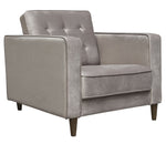 Juniper Champagne Grey Velvet Tufted Chair