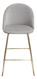 Lilly 2 Grey Velvet/Brushed Gold Metal Bar Chairs