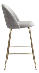 Lilly 2 Grey Velvet/Brushed Gold Metal Bar Chairs