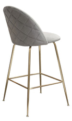 Lilly 2 Grey Velvet/Brushed Gold Metal Bar Chairs