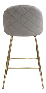 Lilly 2 Grey Velvet/Brushed Gold Metal Bar Chairs