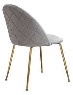 Lilly 2 Grey Velvet/Brushed Gold Metal Side Chairs