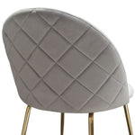 Lilly 2 Grey Velvet/Brushed Gold Metal Side Chairs