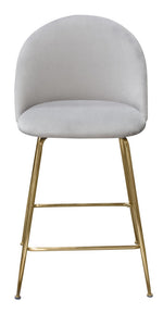 Lilly 2 Grey Velvet/Gold Metal Counter Height Chairs