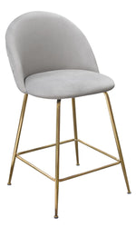 Lilly 2 Grey Velvet/Gold Metal Counter Height Chairs