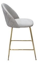 Lilly 2 Grey Velvet/Gold Metal Counter Height Chairs