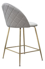 Lilly 2 Grey Velvet/Gold Metal Counter Height Chairs